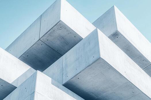 A close up of a building with concrete blocks photo