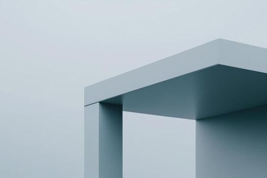 A blue table with a white top and a white floor photo