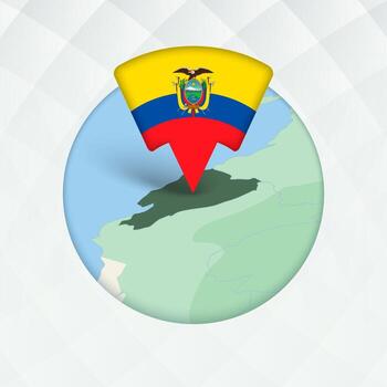 Ecuador Map Highlighted with Flag Marker. vector