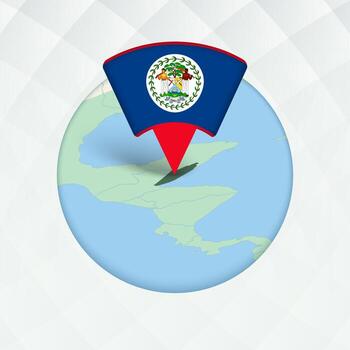 Belize Map Highlighted with Flag Marker. vector