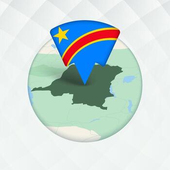 Dr congo mapa destacado con bandera marcador. vector
