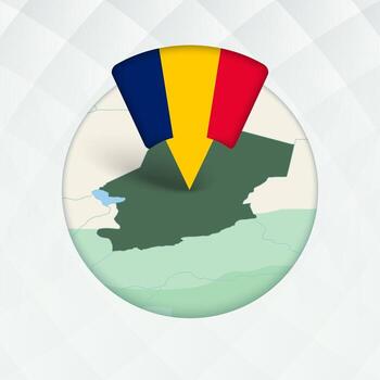 Chad mapa destacado con bandera marcador. vector