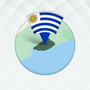 Uruguay Map Highlighted with Flag Marker. vector