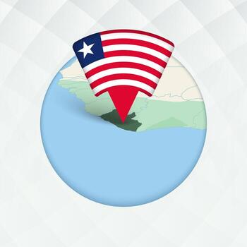 Liberia mapa destacado con bandera marcador. vector