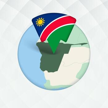Namibia Map Highlighted with Flag Marker. vector