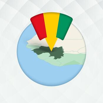 Guinea mapa destacado con bandera marcador. vector