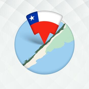 Chile Map Highlighted with Flag Marker. vector