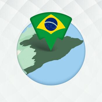 Brazil Map Highlighted with Flag Marker. vector