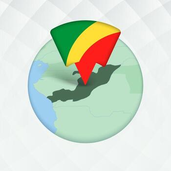 congo mapa destacado con bandera marcador. vector