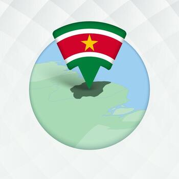 Suriname Map Highlighted with Flag Marker. vector