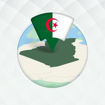 Algeria Map Highlighted with Flag Marker. vector