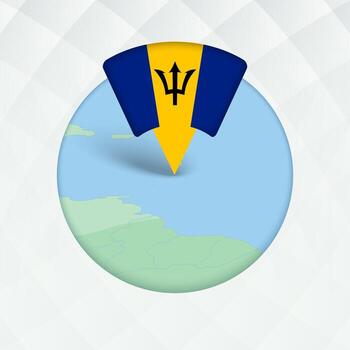 Barbados Map Highlighted with Flag Marker. vector