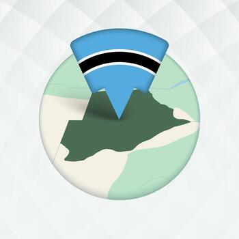 Botswana mapa destacado con bandera marcador. vector