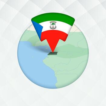 ecuatorial Guinea mapa destacado con bandera marcador. vector