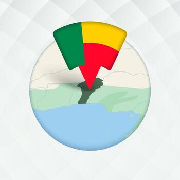 benin mapa destacado con bandera marcador. vector