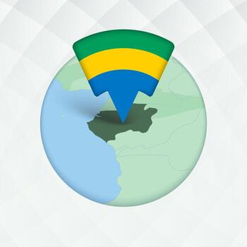 Gabón mapa destacado con bandera marcador. vector