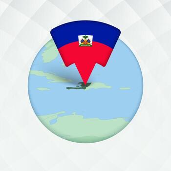 Haiti Map Highlighted with Flag Marker. vector