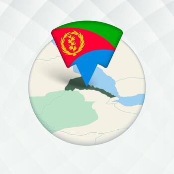 Eritrea Map Highlighted with Flag Marker. vector