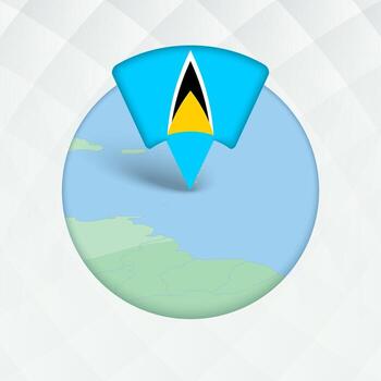 Saint Lucia Map Highlighted with Flag Marker. vector