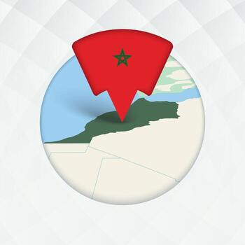 Marruecos mapa destacado con bandera marcador. vector