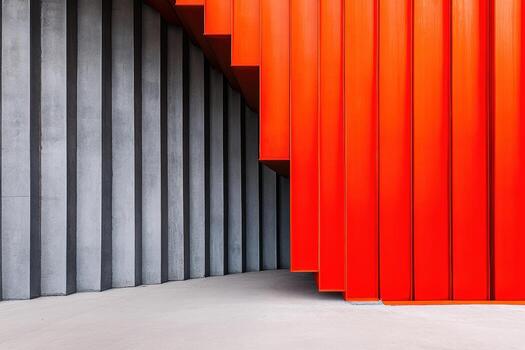 Bold red and gray walls create a striking contrast in a modern building photo