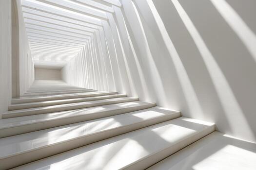 Unique stairway with shadow patterns in modern architecture during daylight photo
