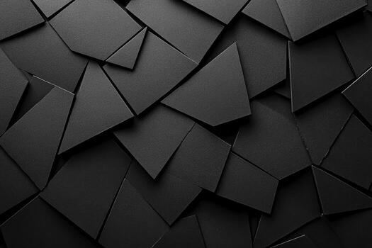 Black abstract geometric shapes create a textured surface in modern design photo