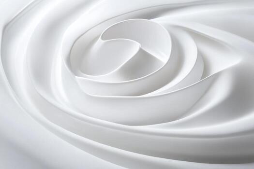 Delicate white fabric forms an elegant spiral pattern resembling a rose photo