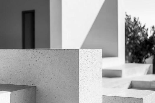 Architectural design showcasing geometric forms in a minimalist space photo