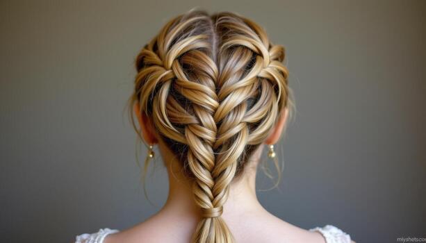 posterior ver de trenzado peinado entrelazados, artístico patrones formando delicado complejidad. foto