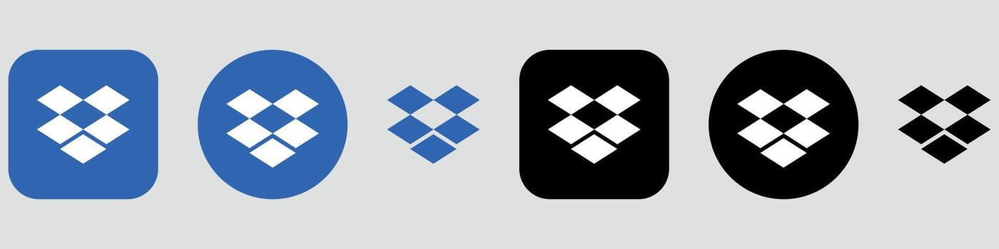 Dropbox Icon Set. Dropbox Logo Bundle. vector