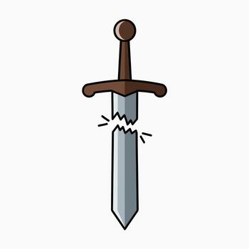 A Broken Sword Depicts the End of a Battle or a Failed Quest Object vector