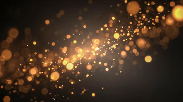 Elegant Golden Particles Bokeh Overlay Festive Abstract Background with Sparkling Light Effects for Celebrations photo