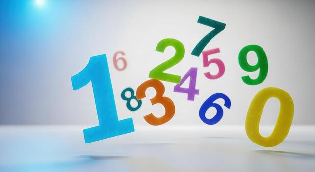 Colorful Numbers Composition A Dynamic Educational Illustration for Learning, Mathematics, and Creative Design Projects photo