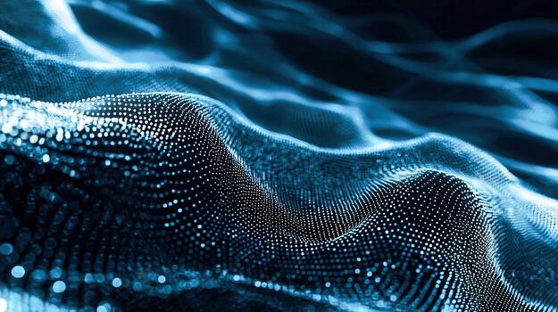 Dynamic Abstract Background with Flowing Blue Particles - Modern Technology and Data Visualization Concept photo