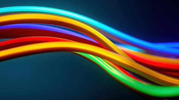 Vibrant Abstract Flow A Dynamic Display of Colorful Light Waves on a Dark Backdrop photo