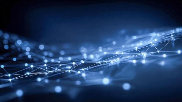 Abstract Network Mesh with Glowing Nodes, Data Visualization, Artificial Intelligence, Future Technology photo