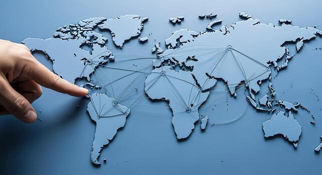 Global Network Connection on World Map International Business Strategy and Global Communication Concepts photo