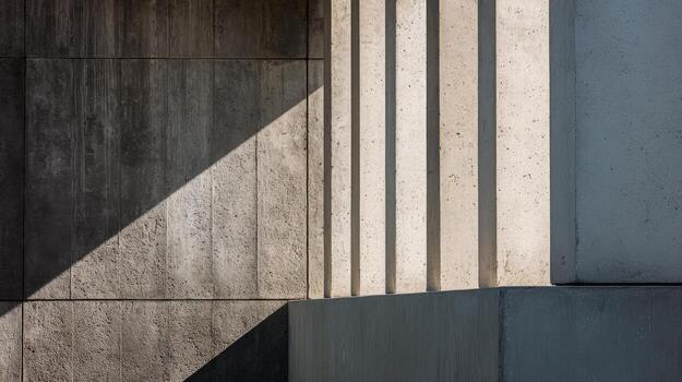 Architectural Concrete Geometric Shadows and Linear Design on a Modern Building Facade photo