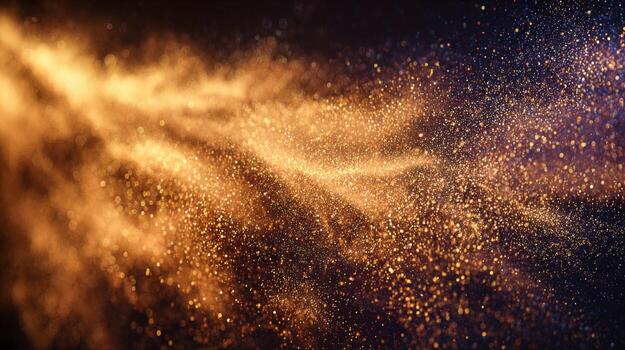 Abstract Golden Particle Stream with Light Streaks Against Dark Backdrop for Festive Designs photo