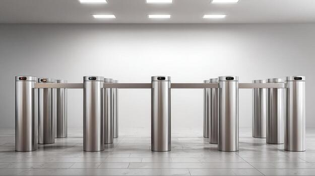 Turnstile Entrance System Security Access Control with Metallic Barriers for Modern Buildings and Transportation Hubs photo