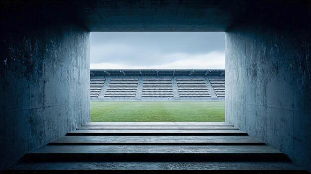 Stadium Tunnel Exit Leading to Empty Seating, Representing Potential, Opportunity, and the Path to Success photo