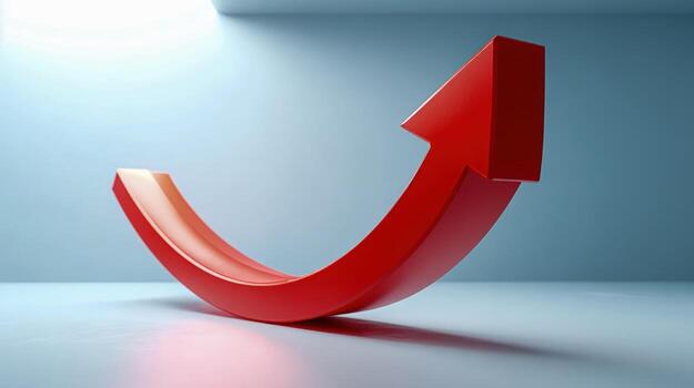 Red Arrow Rising Symbolizing Growth, Progress, and Positive Trends in Business and Finance photo