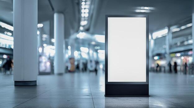 Modern Digital Signage Mockup at Transportation Hub for Advertising, Information, and Wayfinding Solutions photo