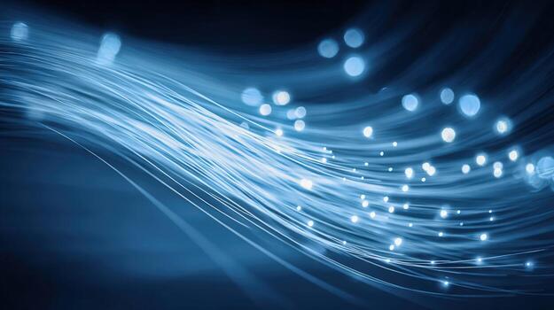 Elegant flowing light streaks with bokeh effect, representing connectivity, technology, innovation and digital future photo