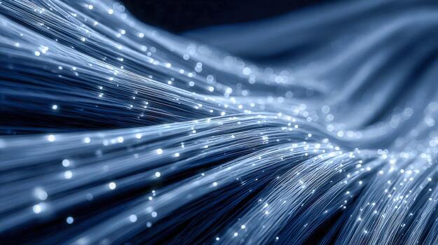 Abstract Fiber Optic Cables Transmitting Data in a Network, High-Speed Internet Connection Technology photo