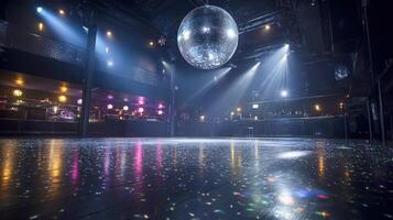 Nightclub Interior with Disco Ball and Lighting for Event or Entertainment Venue Design photo