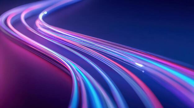 Dynamic light trails background with blue and purple hues, symbolizing speed, technology, and futuristic concepts photo