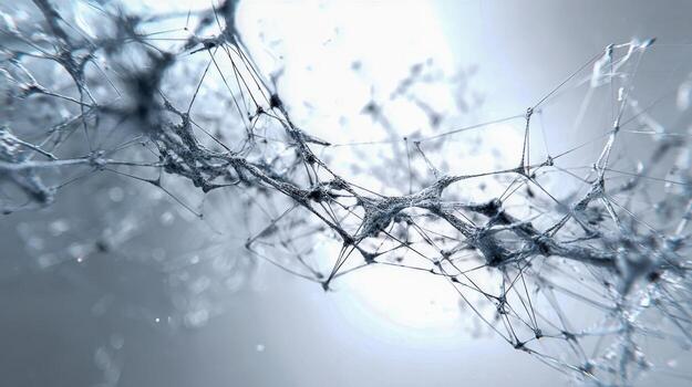 Abstract Plexus Structure with Connected Lines and Dots, Illustrating Data Networks and Scientific Connections photo