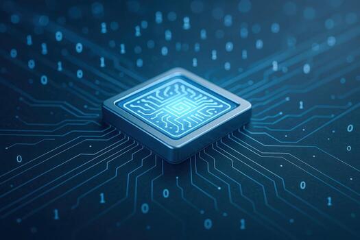 Futuristic Microchip Technology with Glowing Circuitry, Representing AI, Innovation, and Advanced Computing in a Digital World photo